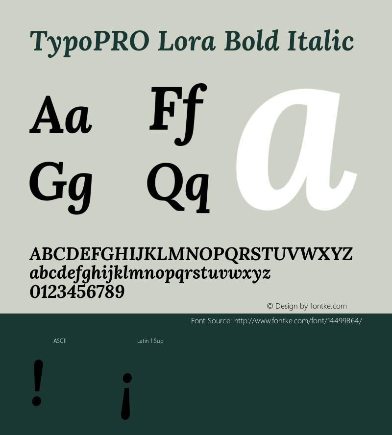 TypoPRO Lora Bold Italic Version 1.014 Font Sample