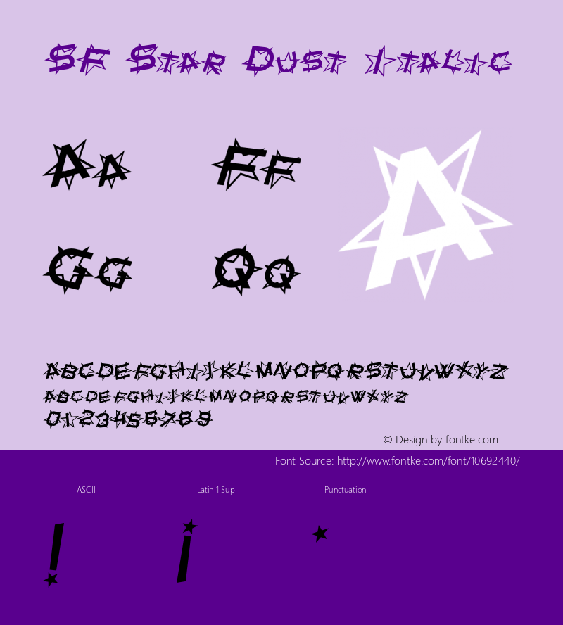 SF Star Dust Italic ver 1.0; 1999. Font Sample