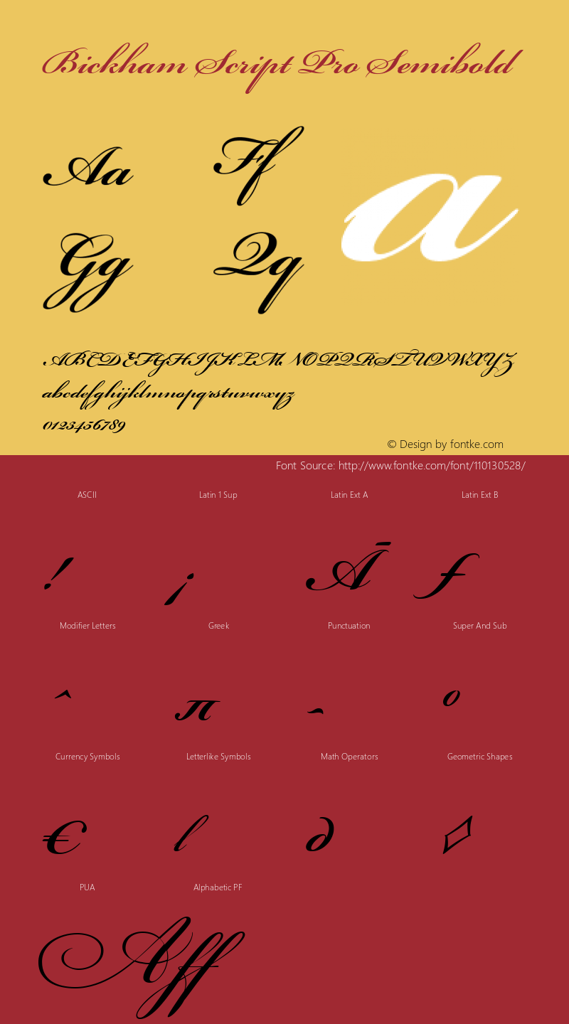 Bickham Script Pro Semibold Version 2.093;PS Version 2.000;hotconv 1.0.66;makeotf.lib2.5.29150 Font Sample