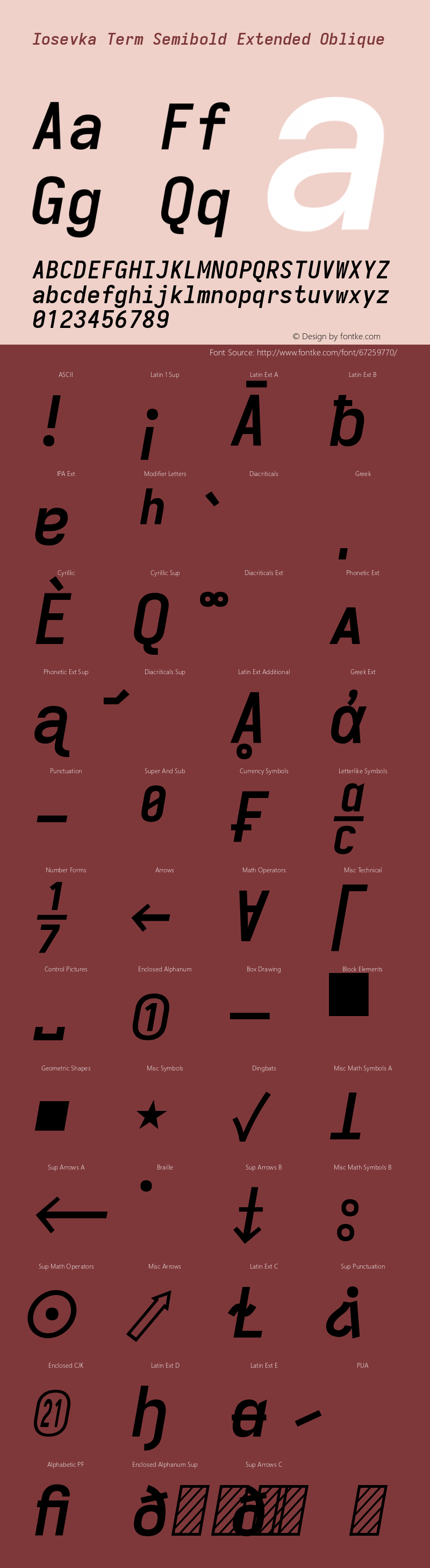 Iosevka Term Semibold Extended Oblique 3.0.0-rc.7 Font Sample