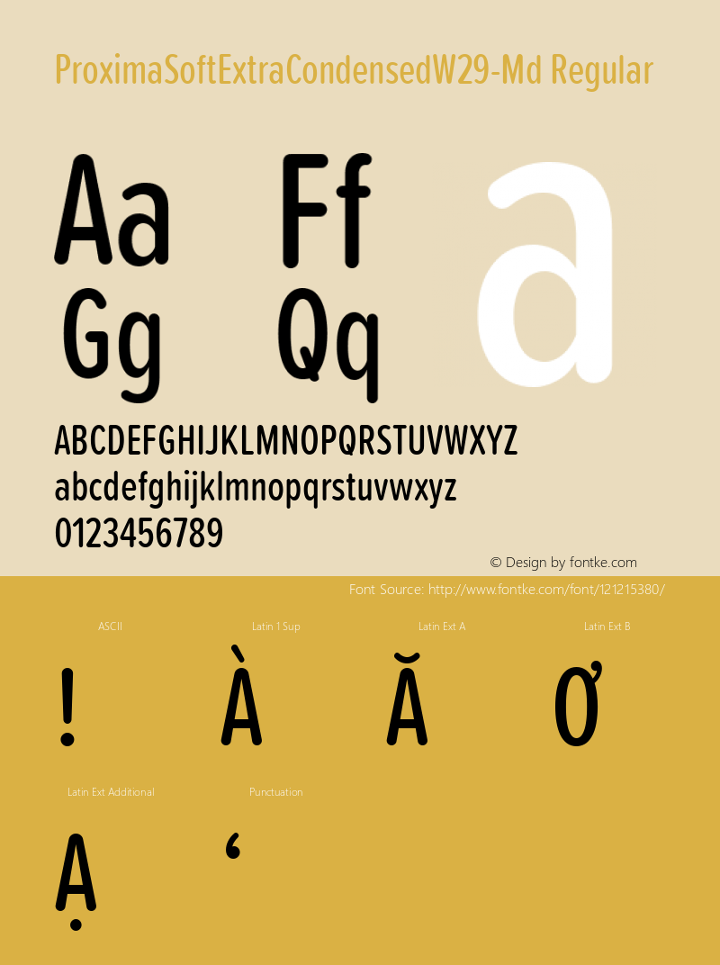 Proxima SoftExtraCondensedW29Md Version 1.20 Font Sample