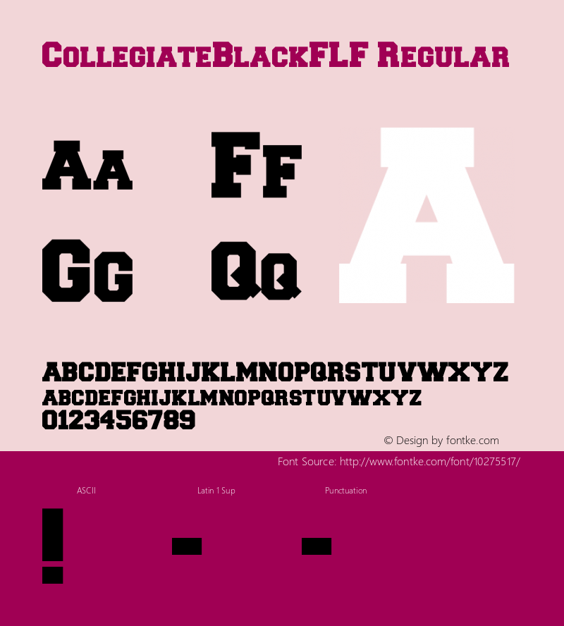 CollegiateBlackFLF Regular 1.0 Font Sample