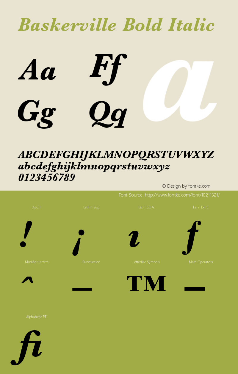 Baskerville Bold Italic 1 Font Sample