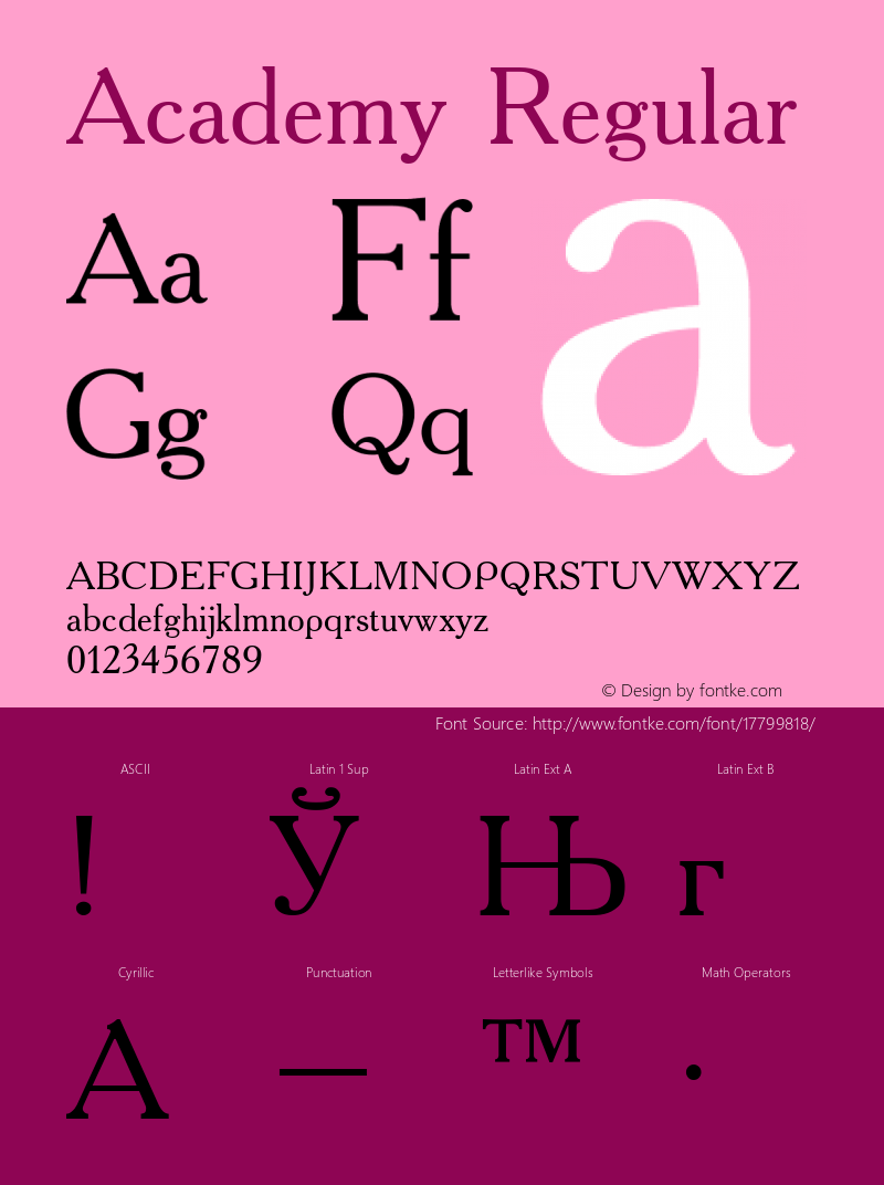 Academy Regular Converted from t:\ACD55___.TF1 by ALLTYPE Font Sample