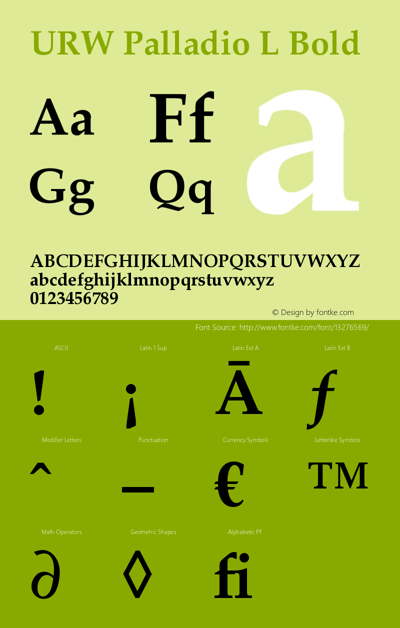 URW Palladio L Bold Version 1.05 Font Sample