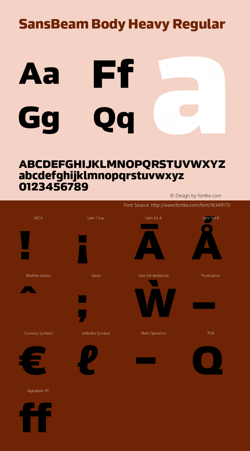 SansBeam Body Heavy Regular Version 01.00 Font Sample