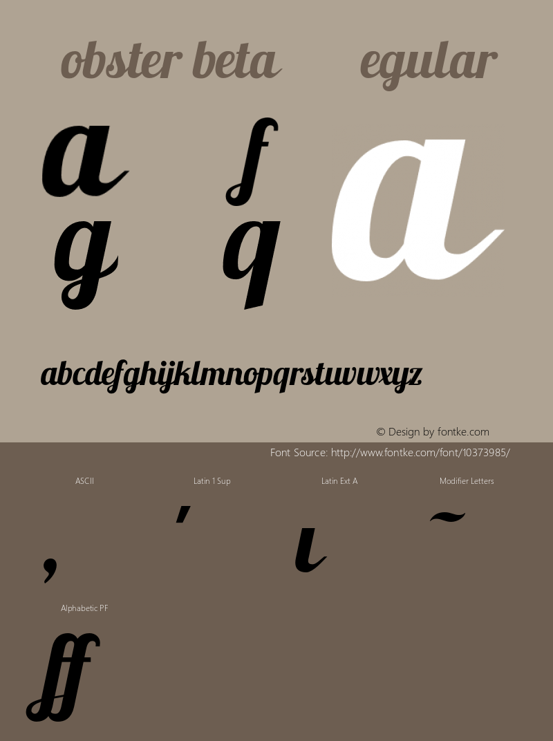 Lobster beta 10 Regular 0.010 Font Sample