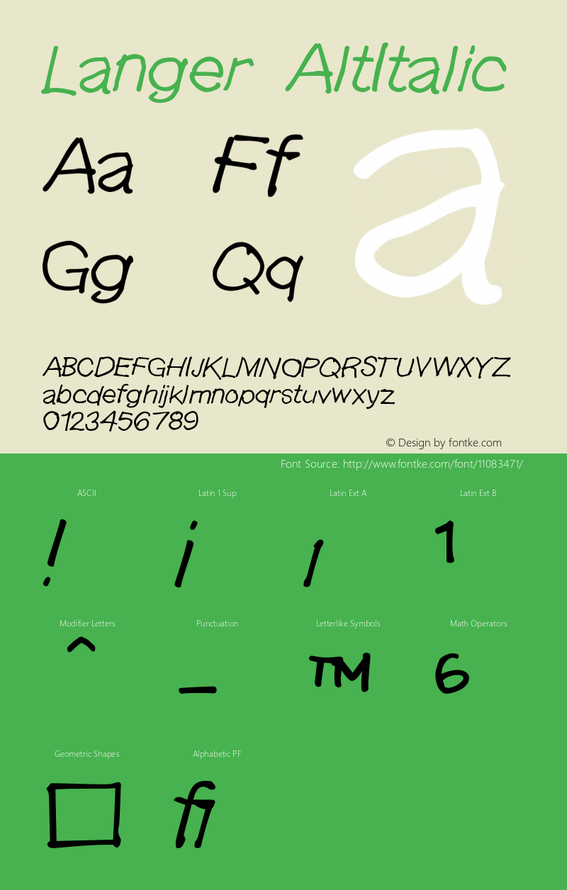 Langer AltItalic Version 001.000 Font Sample