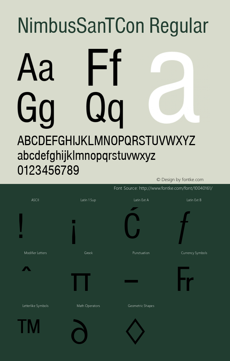 NimbusSanTCon Regular Version 001.005 Font Sample