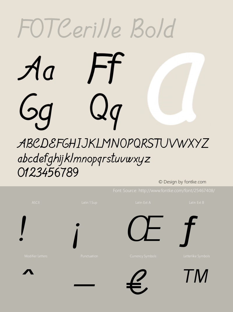 FOTCerille-Bold Version 1.000 Font Sample