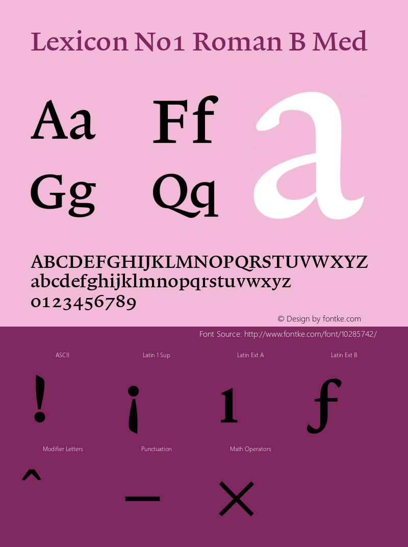 Lexicon No1 Roman B Med 001.000 Font Sample