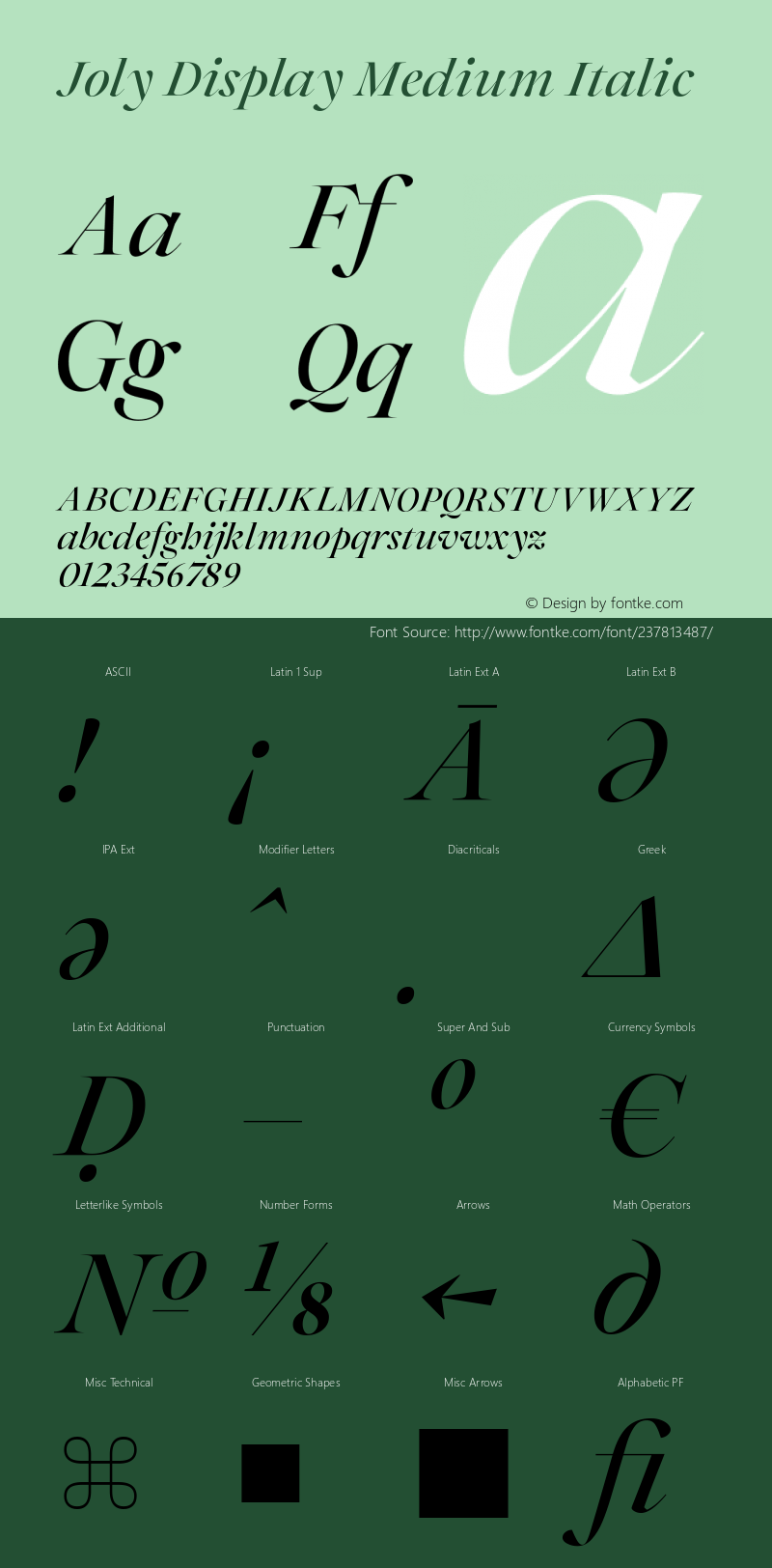 Joly Display Medium Italic Version 2.000;FEAKit 1.0图片样张