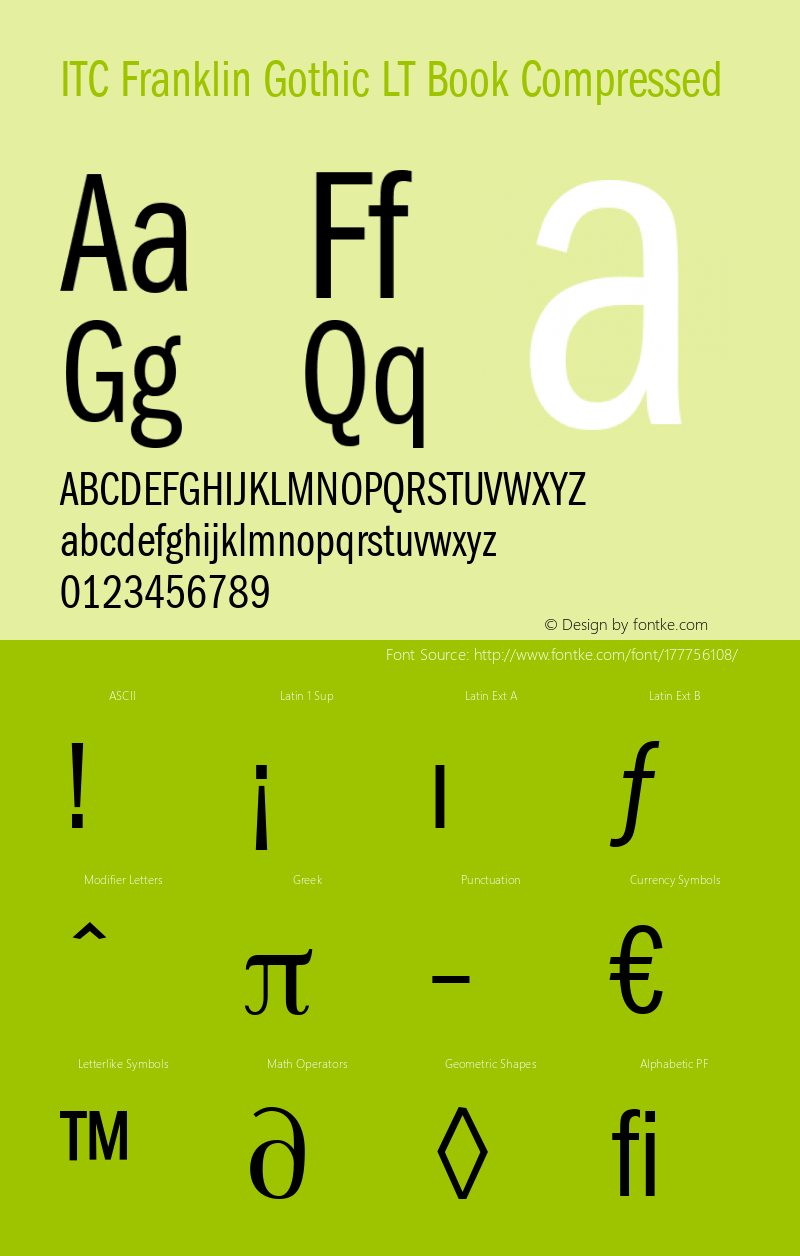 ITC Franklin Gothic LT Book Compressed 006.000图片样张