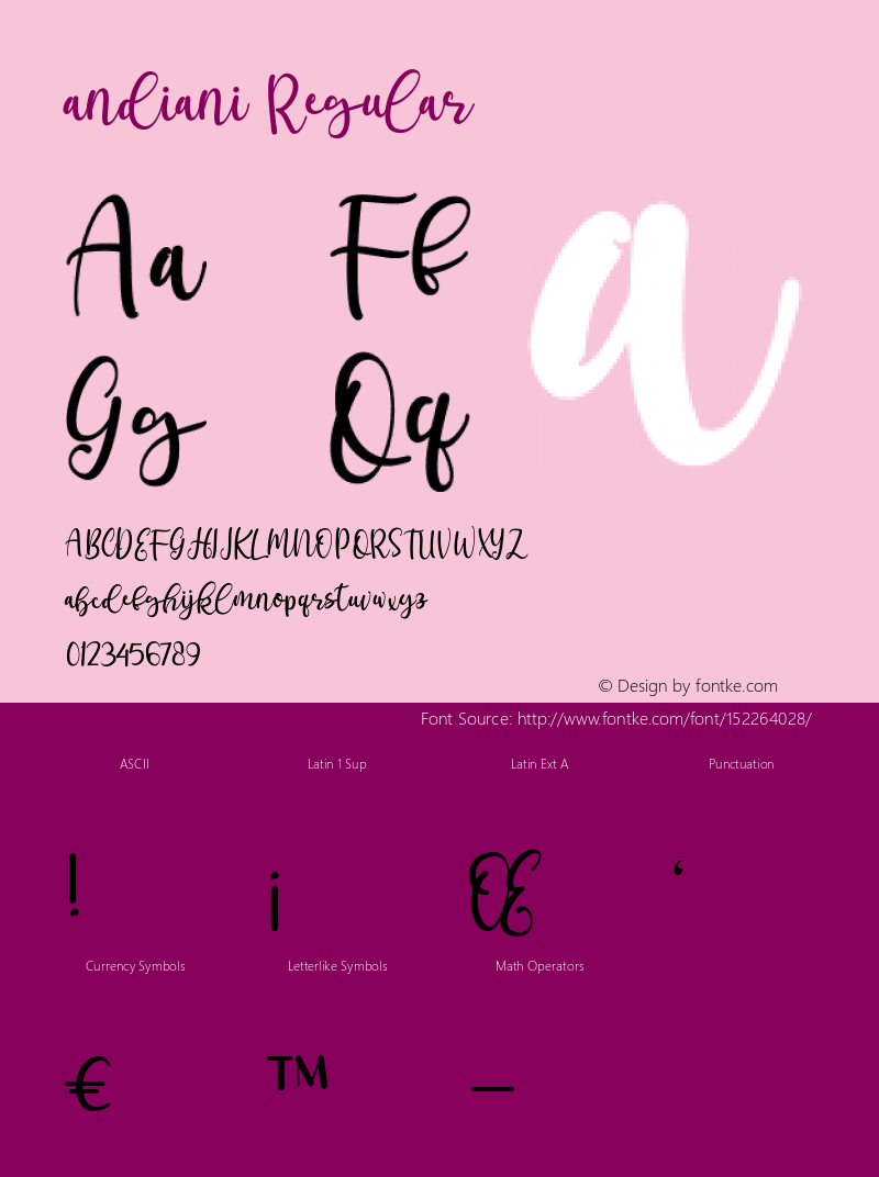 andiani Version 1.00;January 11, 2021;FontCreator 13.0.0.2683 64-bit Font Sample