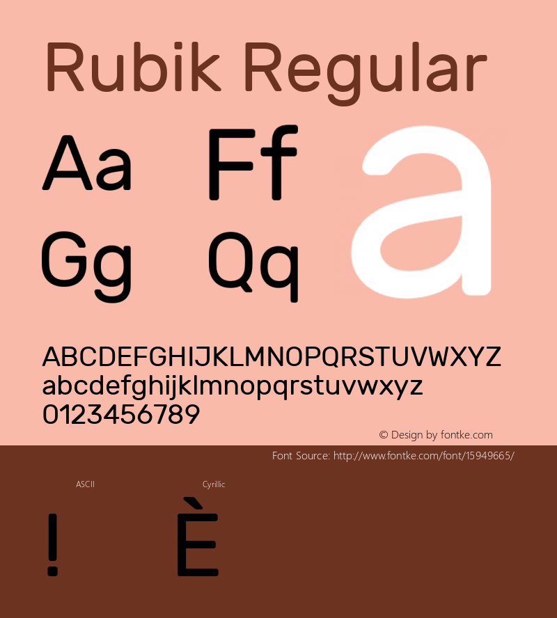Rubik Regular Version 1.002; ttfautohint (v1.4.1) Font Sample