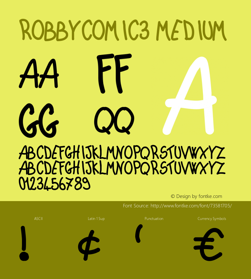 robbycomic3 Version 001.000 Font Sample