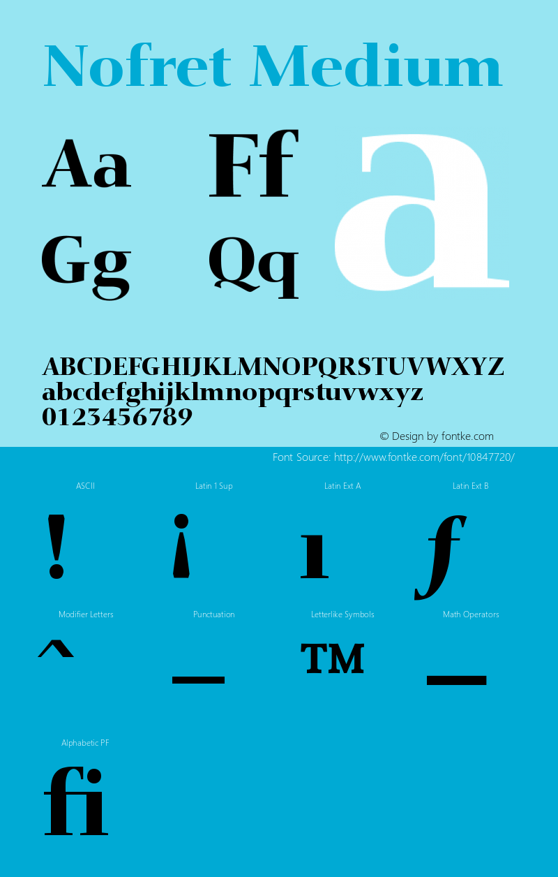 Nofret Medium Version 001.001 Font Sample