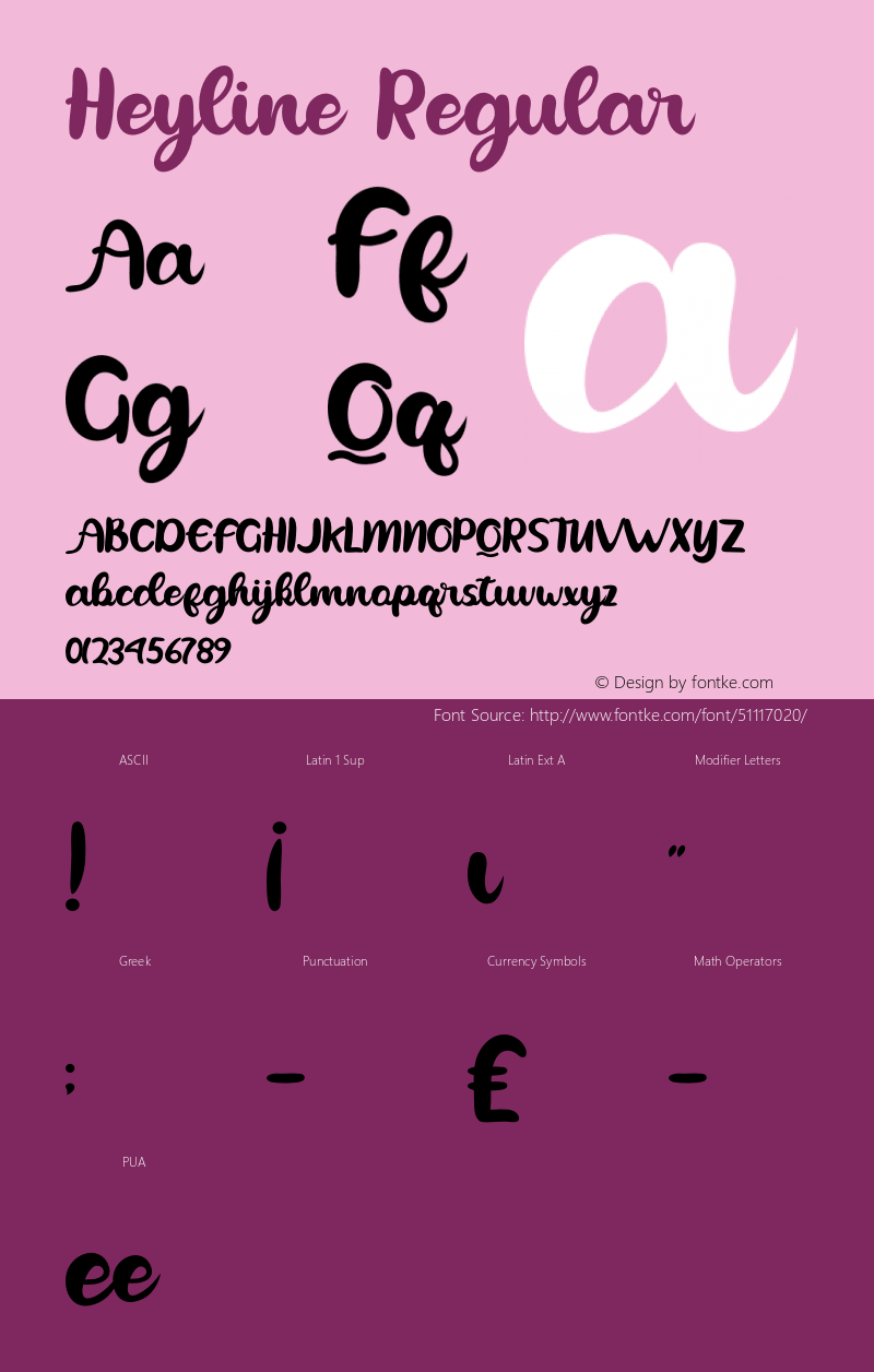 Heyline Version 1.00;January 14, 2020;FontCreator 11.5.0.2422 64-bit Font Sample