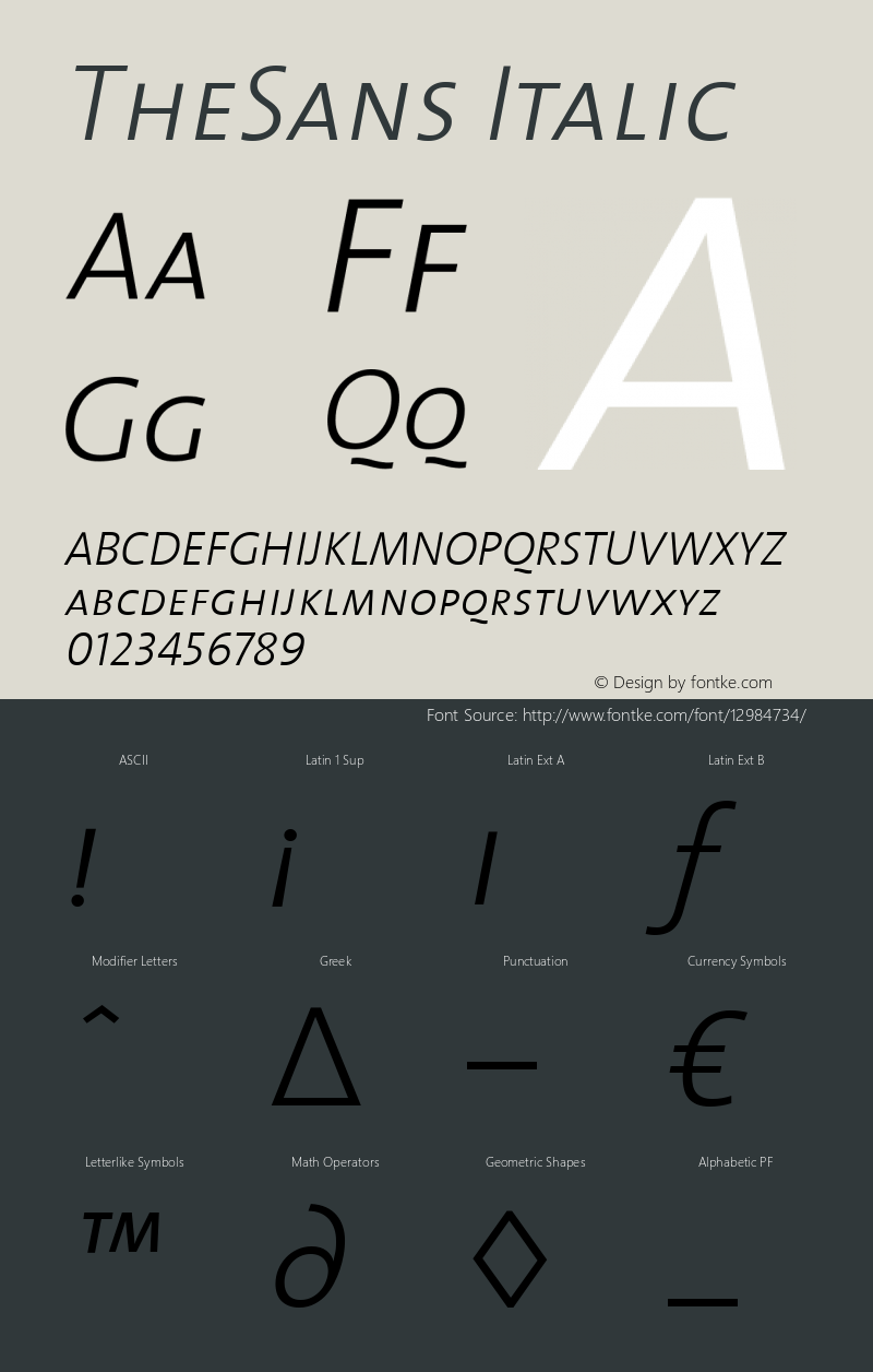 TheSans Italic 1.0 Font Sample