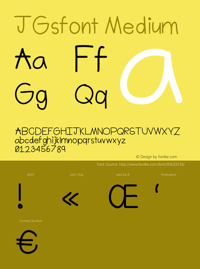 JGsfont Version 001.000 Font Sample