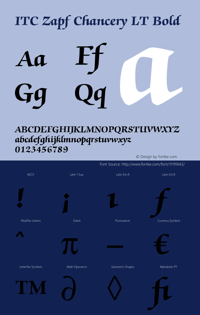 ITC Zapf Chancery LT Bold Version 006.000 Font Sample