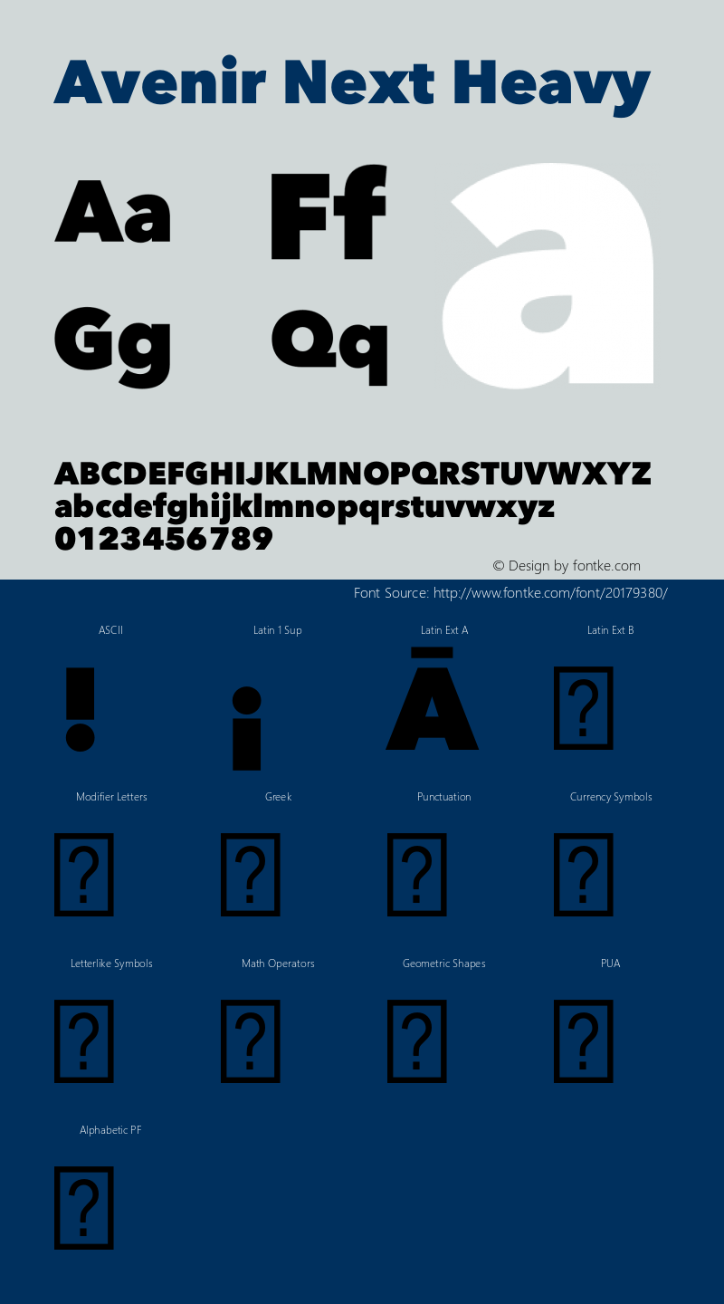 Avenir Next Heavy 8.0d2e1 Font Sample