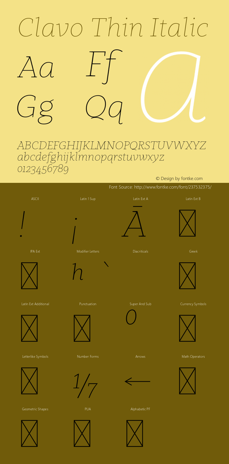 Clavo Thin Italic Version 1.007图片样张