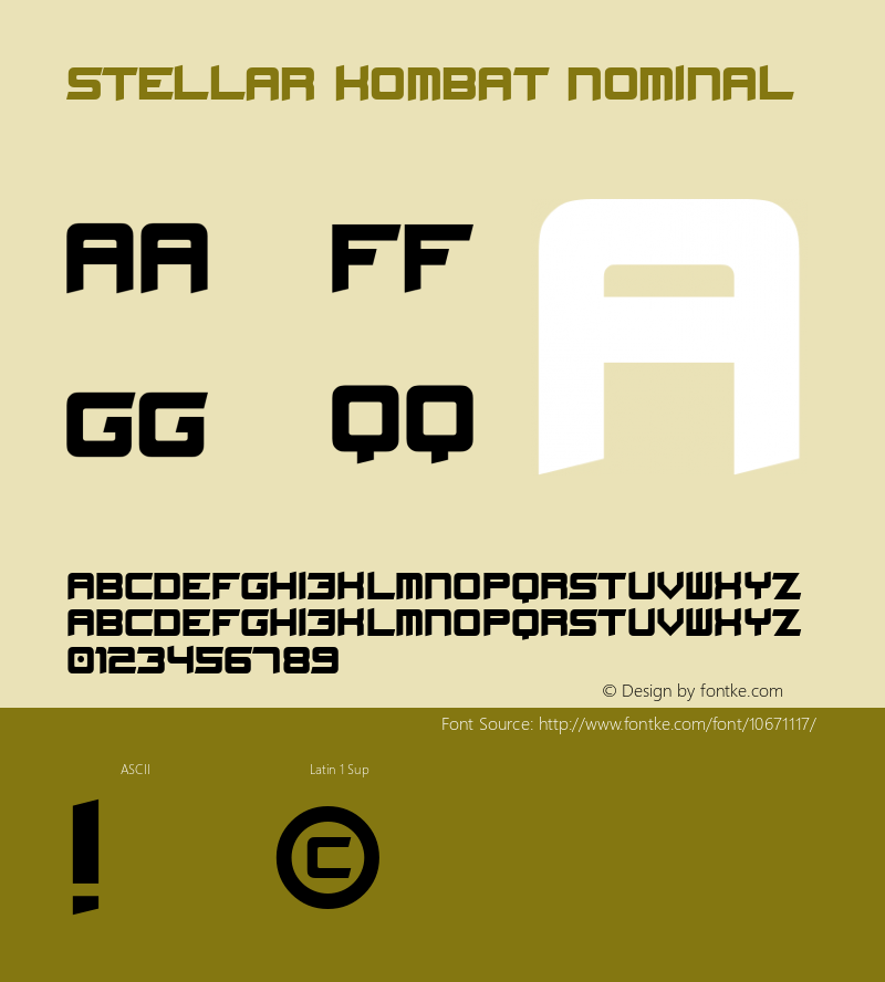 Stellar Kombat Nominal 0.95 BETA | Feedback welcome Font Sample