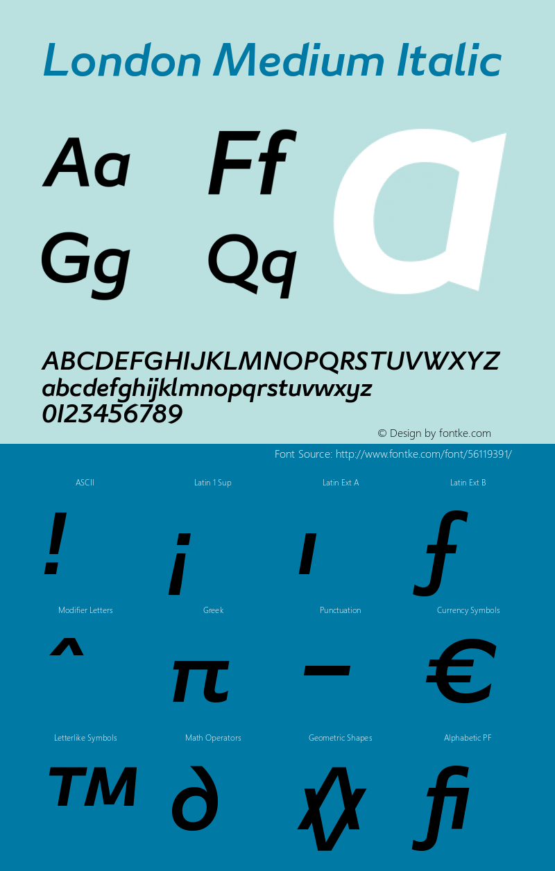 London-MediumItalic Version 1.001 Font Sample