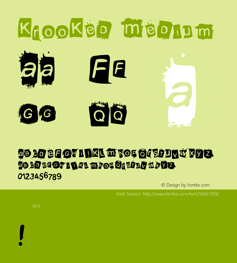 KrooKed Medium Version 001.000 Font Sample