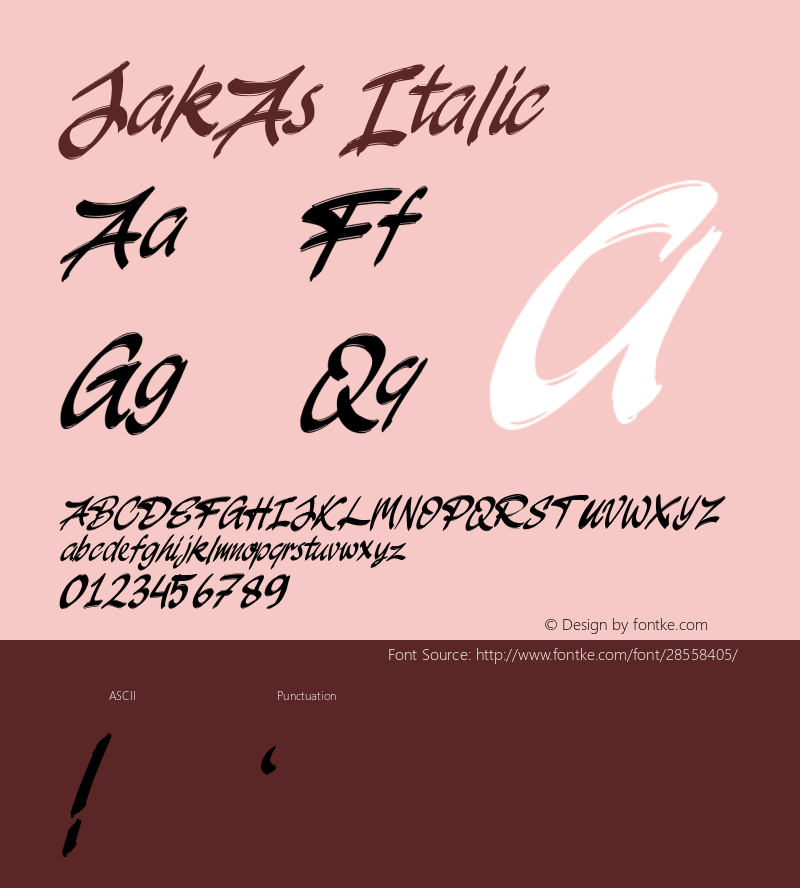 JakAs Italic Version 1.000 Font Sample