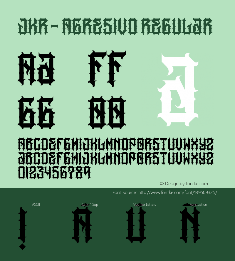 JKR - AGRESIVO Regular Version 0.000 Font Sample