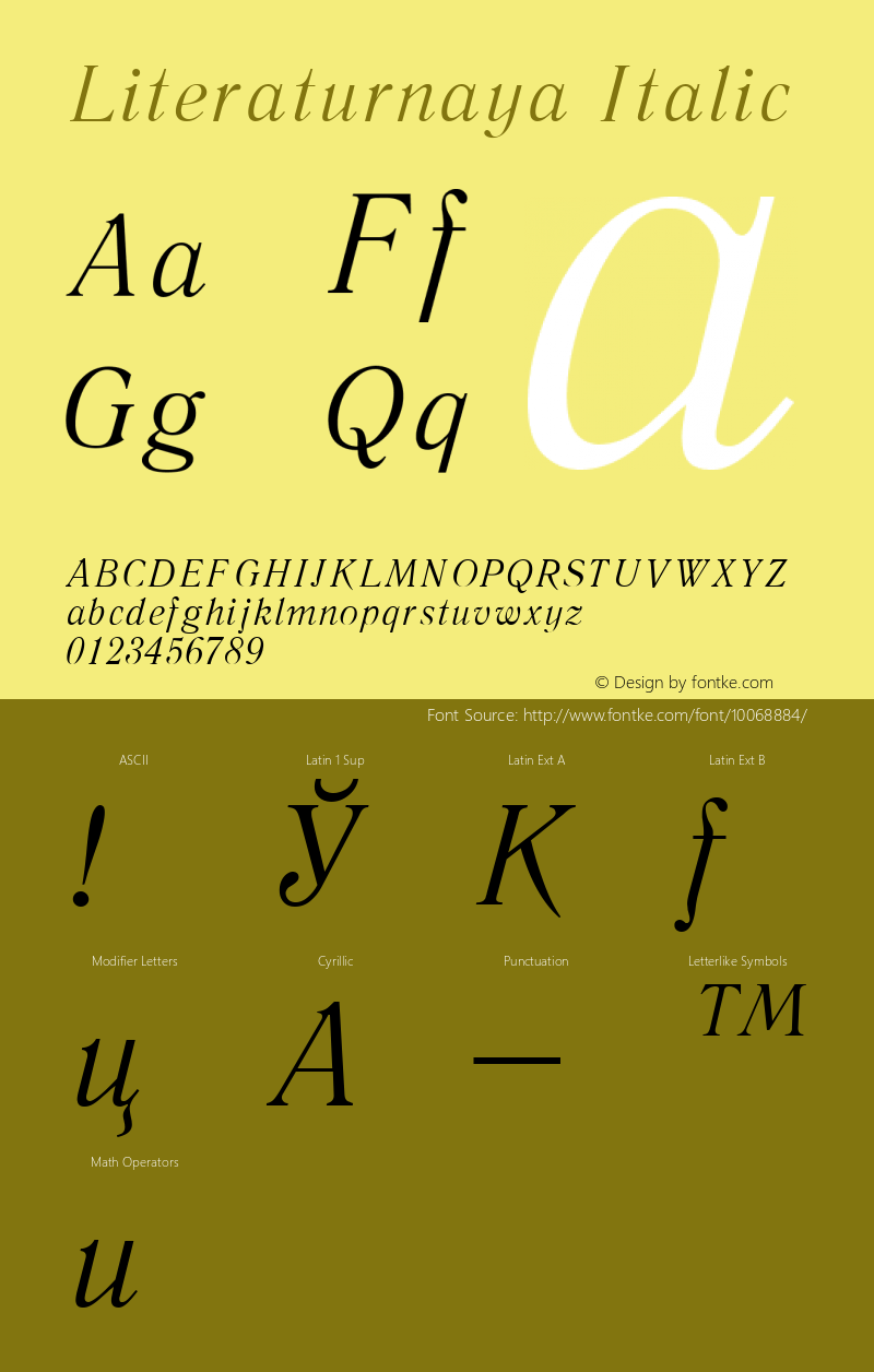 Literaturnaya Italic 001.001 Font Sample