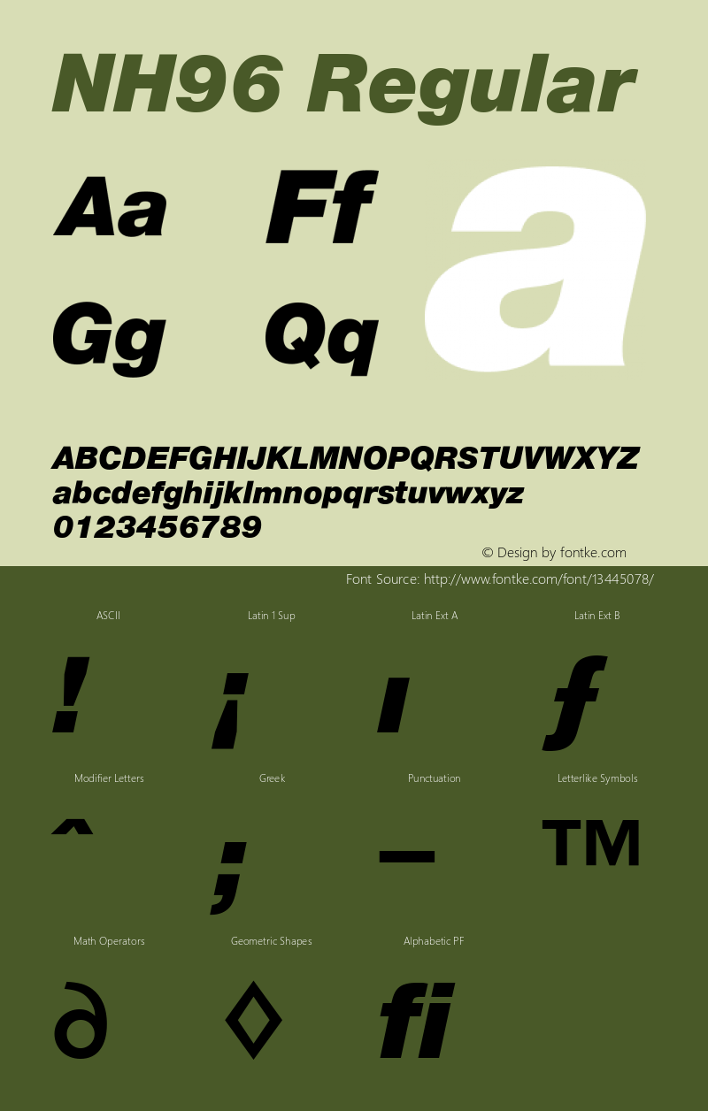 NH96 Regular Version 4.00 April 16, 2007 Font Sample