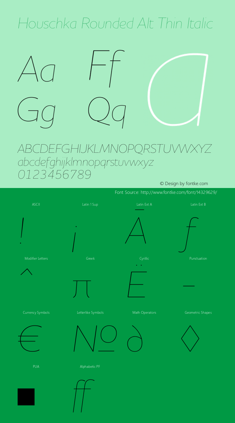 Houschka Rounded Alt Thin Italic 001.000; Fonts for Free; vk.com/fontsforfree Font Sample