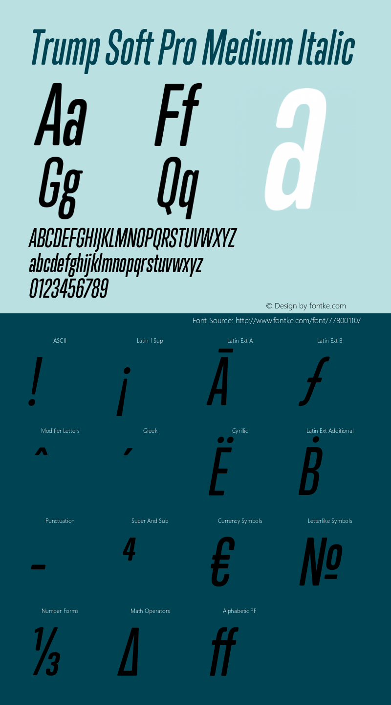 TrumpSoftPro-MediumIt Version 2.0 | wf-rip DC20131215 Font Sample