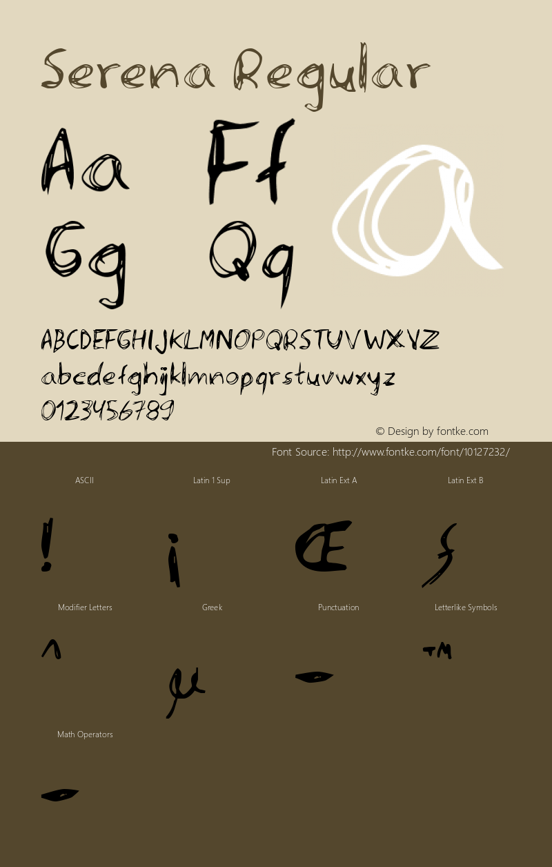 Serena Regular Version 2.00 Font Sample