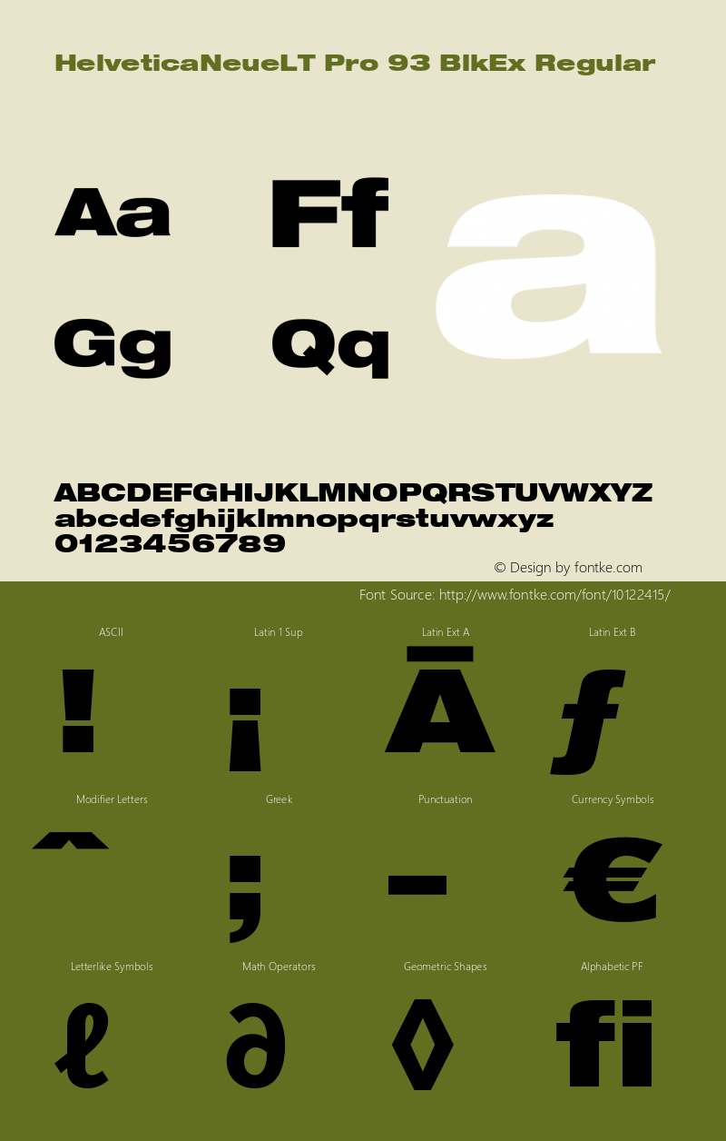 HelveticaNeueLT Pro 93 BlkEx Regular Version 1.000;PS 001.000;Core 1.0.38 Font Sample
