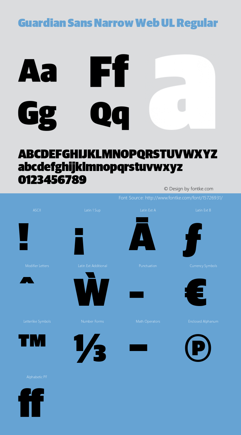 Guardian Sans Narrow Web UL Regular Version 1.1 2012 Font Sample