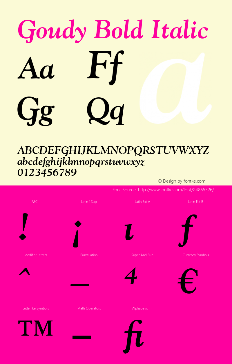 Goudy Bold Italic Version 1.0 Font Sample