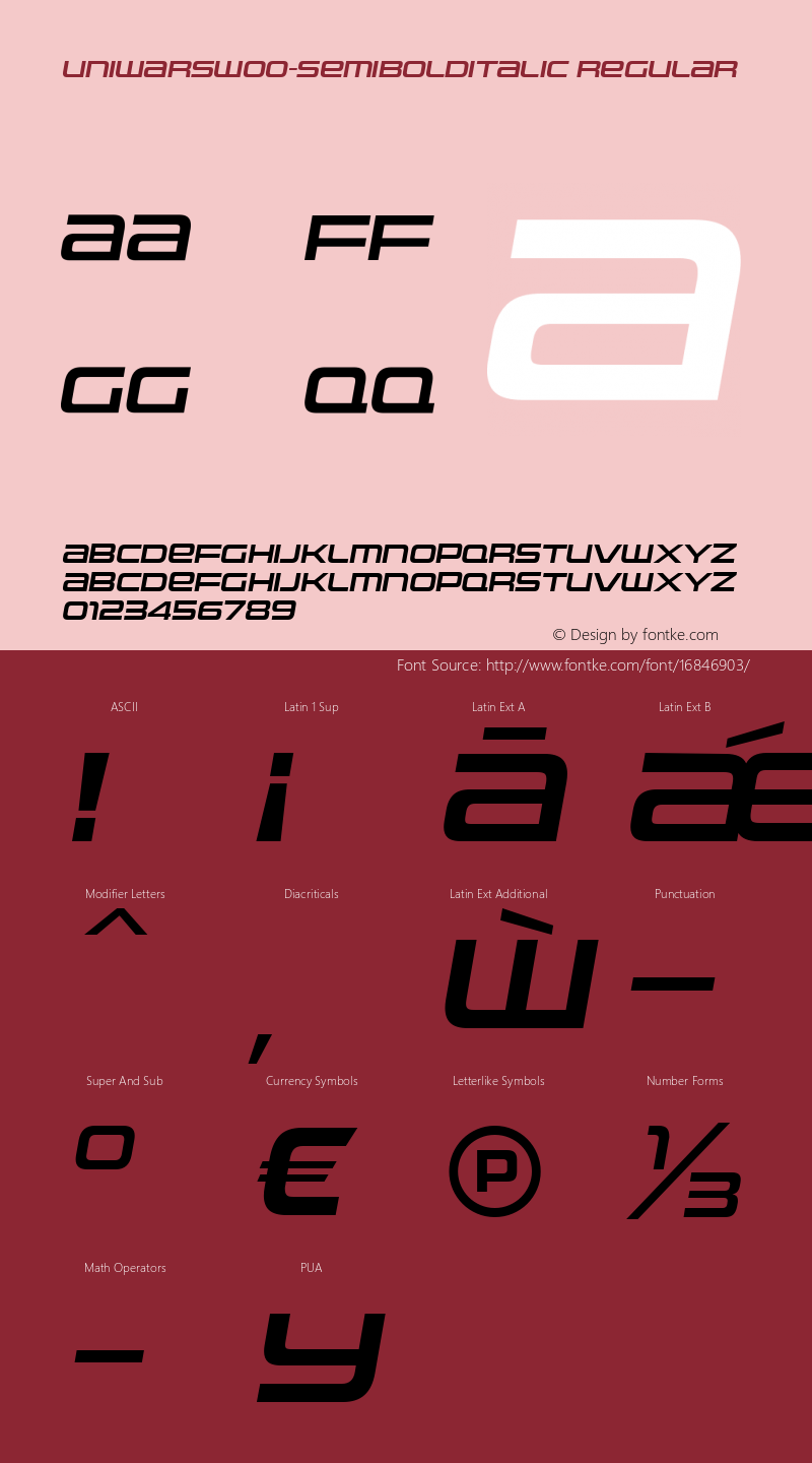 UniwarsW00-SemiBoldItalic Regular Version 1.10 Font Sample