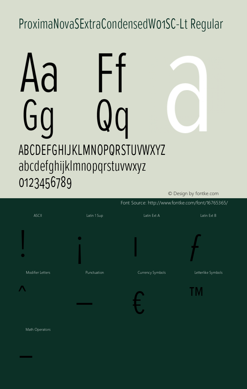 ProximaNovaSExtraCondensedW01SC-Lt Regular Version 2.015 Font Sample