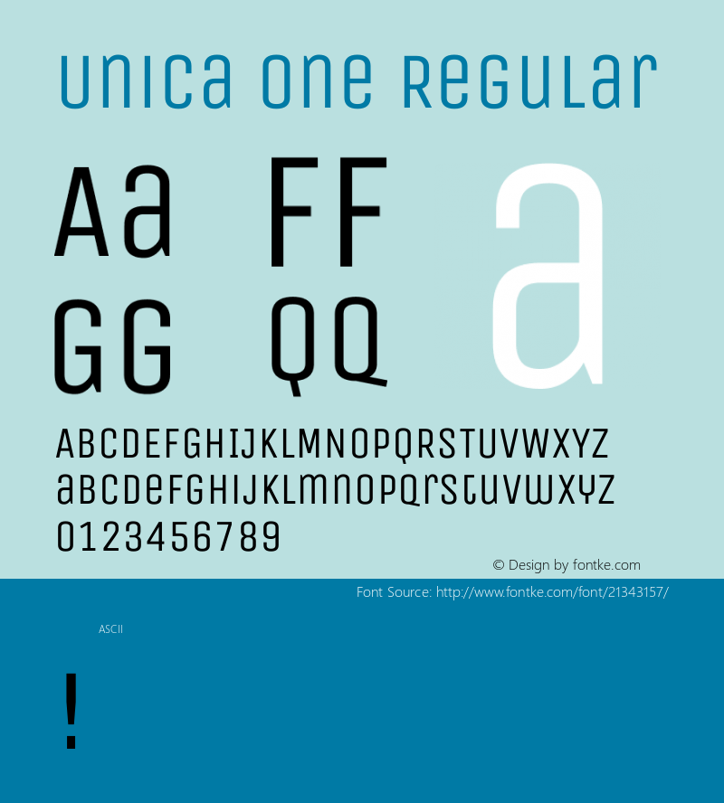 UnicaOne Version 1.0 Font Sample