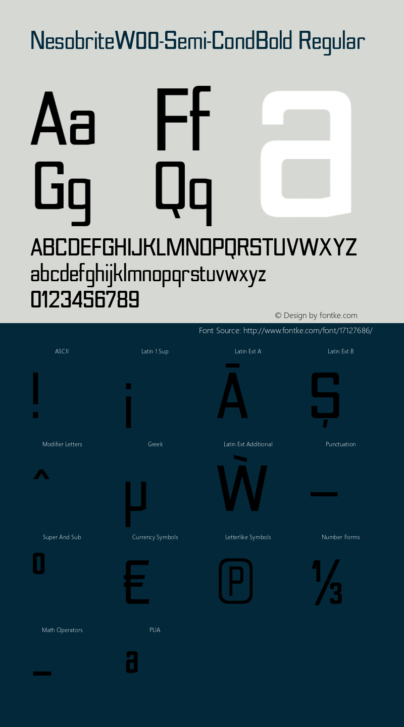 NesobriteW00-Semi-CondBold Regular Version 1.10 Font Sample