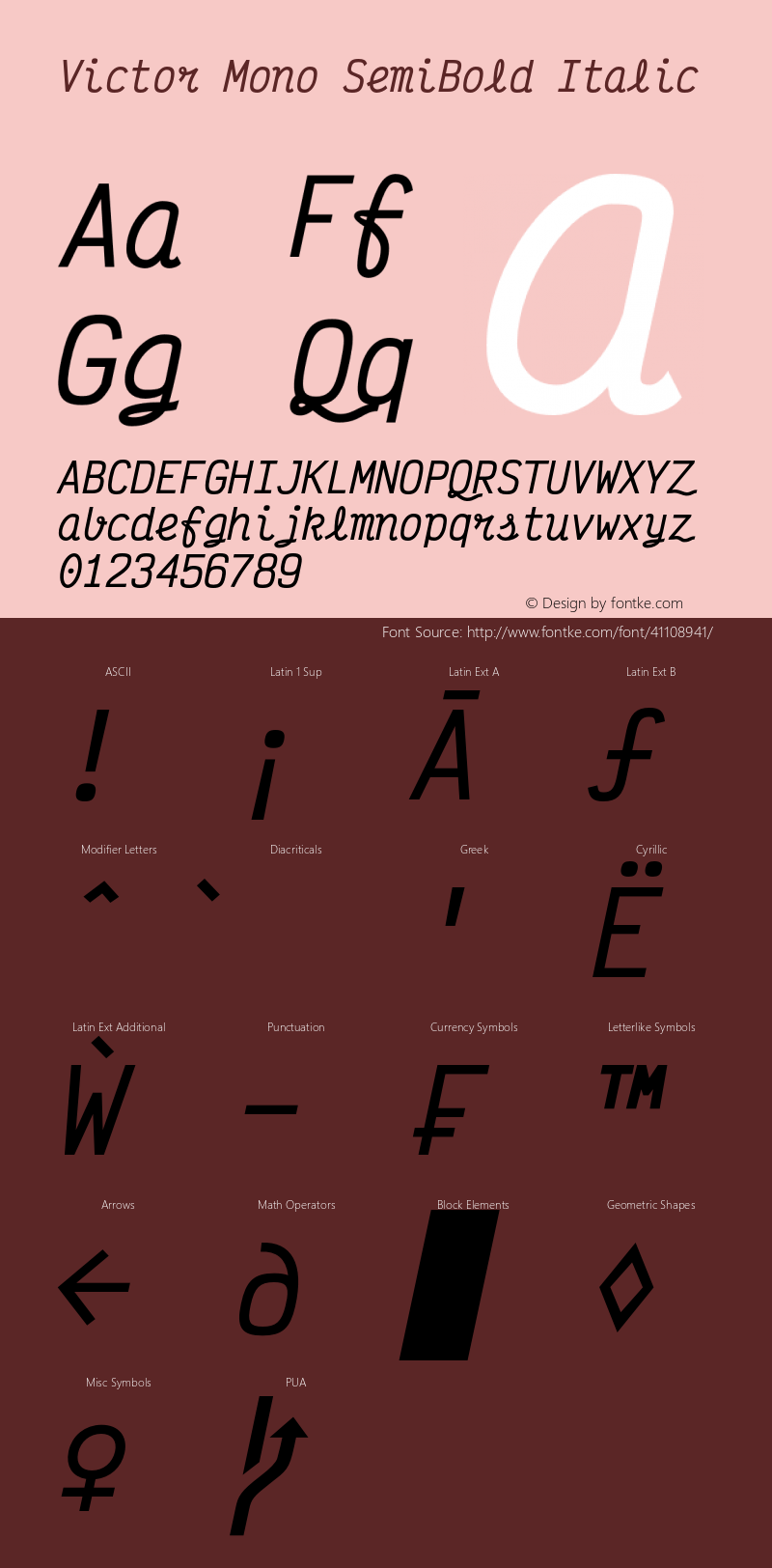 Victor Mono SemiBold Italic Version 1.260;hotconv 1.0.109;makeotfexe 2.5.65596 Font Sample