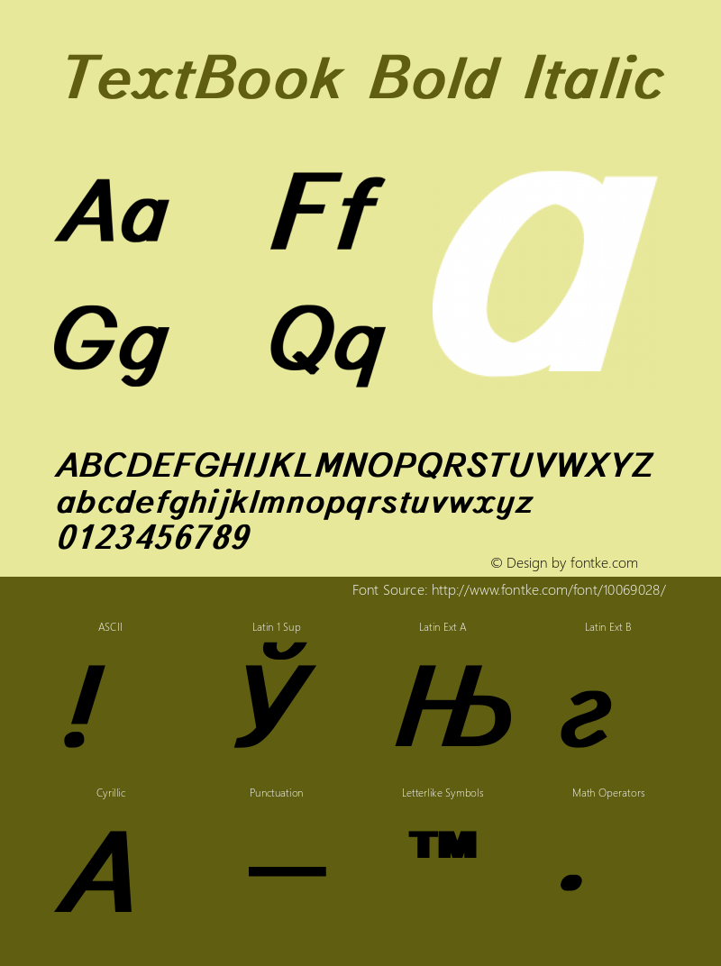 TextBook Bold Italic Converted from t:\TEXTBOO2.BF1 by ALLTYPE Font Sample