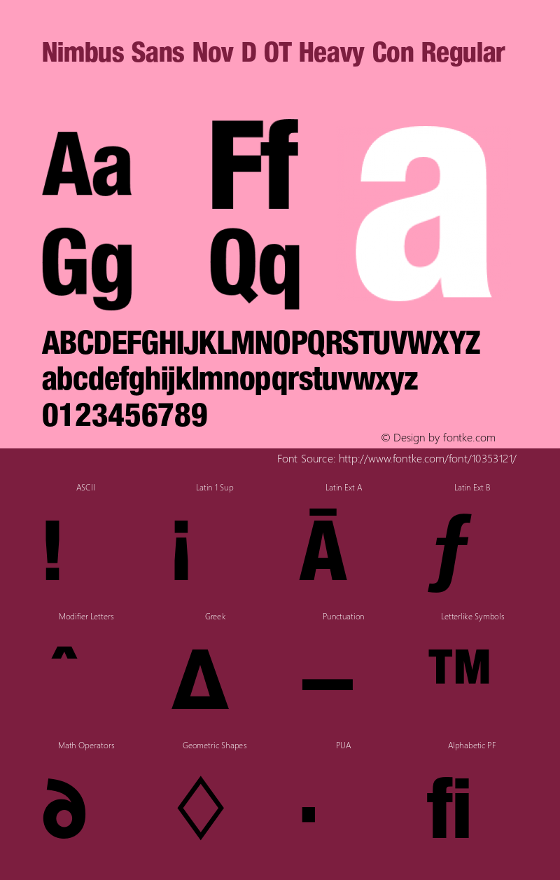 Nimbus Sans Nov D OT Heavy Con Regular OTF 1.001;PS 1.05;Core 1.0.27;makeotf.lib(1.11) Font Sample