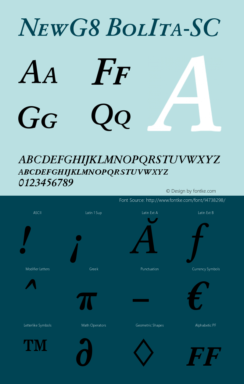 NewG8 BolIta-SC Version 1.05 Font Sample