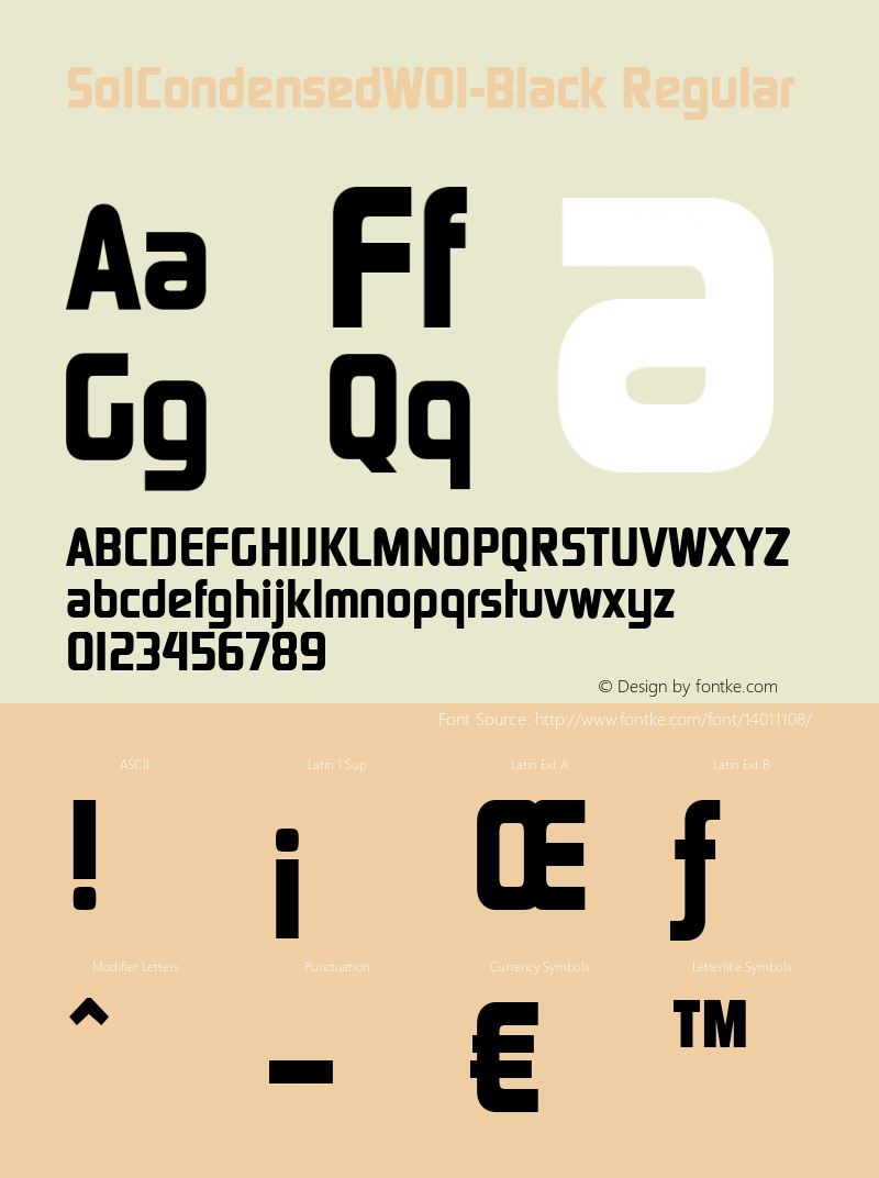 SolCondensedW01-Black Regular Version 1.00 Font Sample