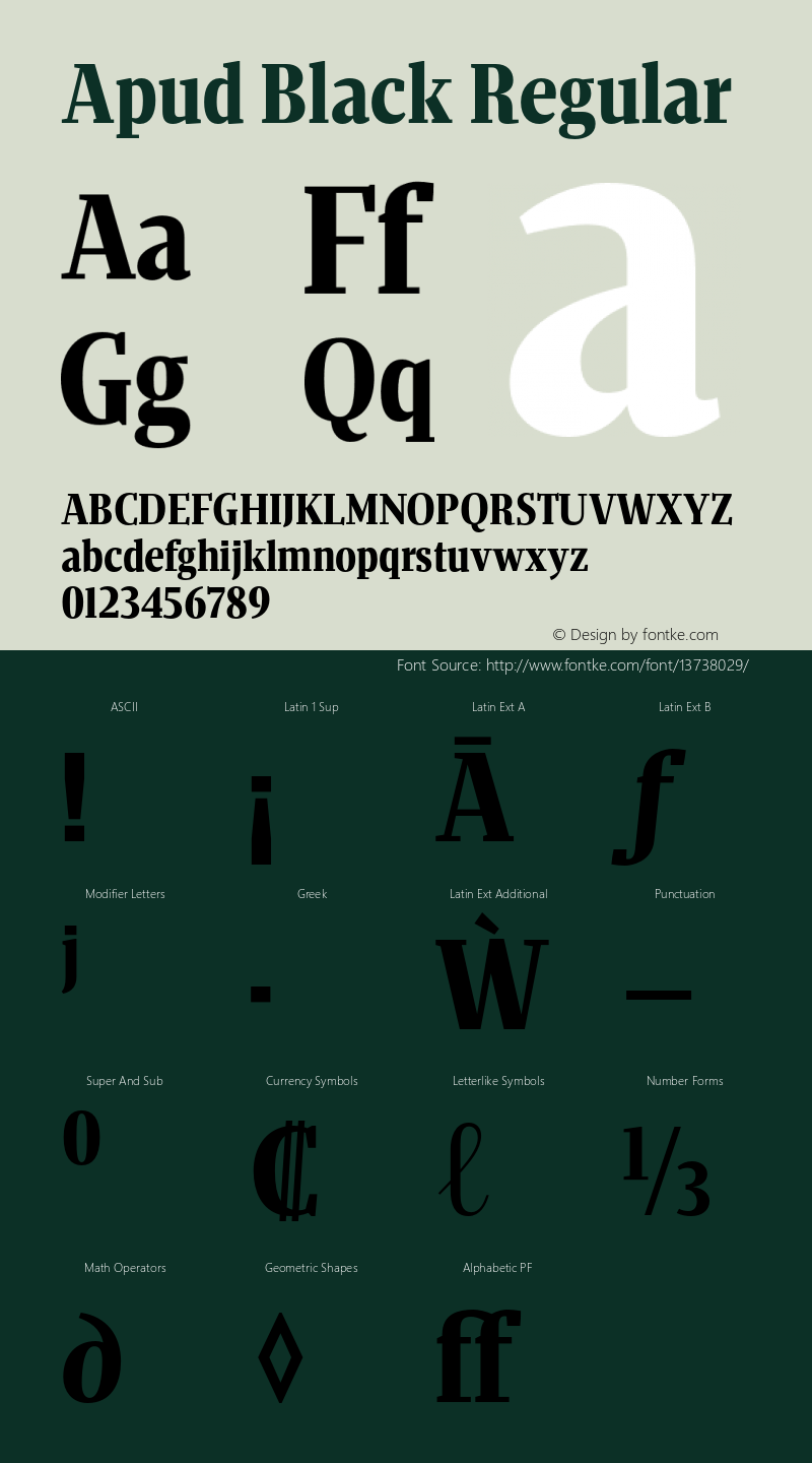 Apud Black Regular Version 1.000 Font Sample